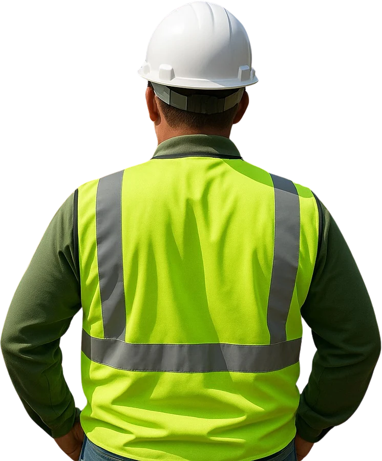 Operador de maquinaria pesada con equipo de protección personal